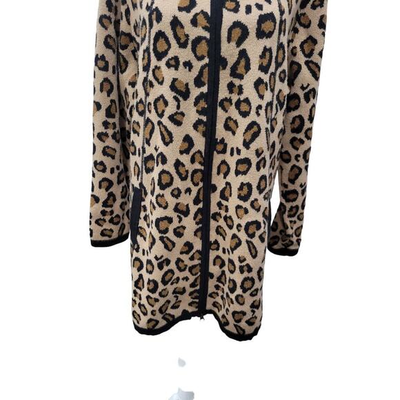 Rachel Zoe Women's Animal Print Sweater Size 1x Longline Zip Up Cardigan Cheetah - Picture 6 of 11